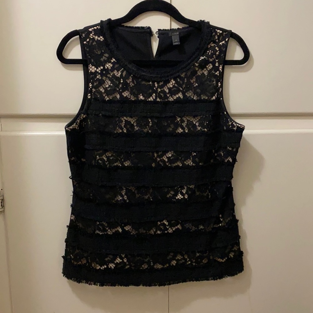 J Crew black lace dressy work top